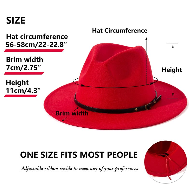 Lisianthus Women Belt Buckle Fedora Hat Red - Image 5